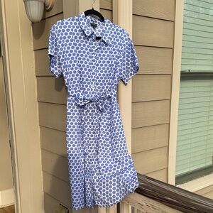 Talbots Blue and White Patterned Midi Dress